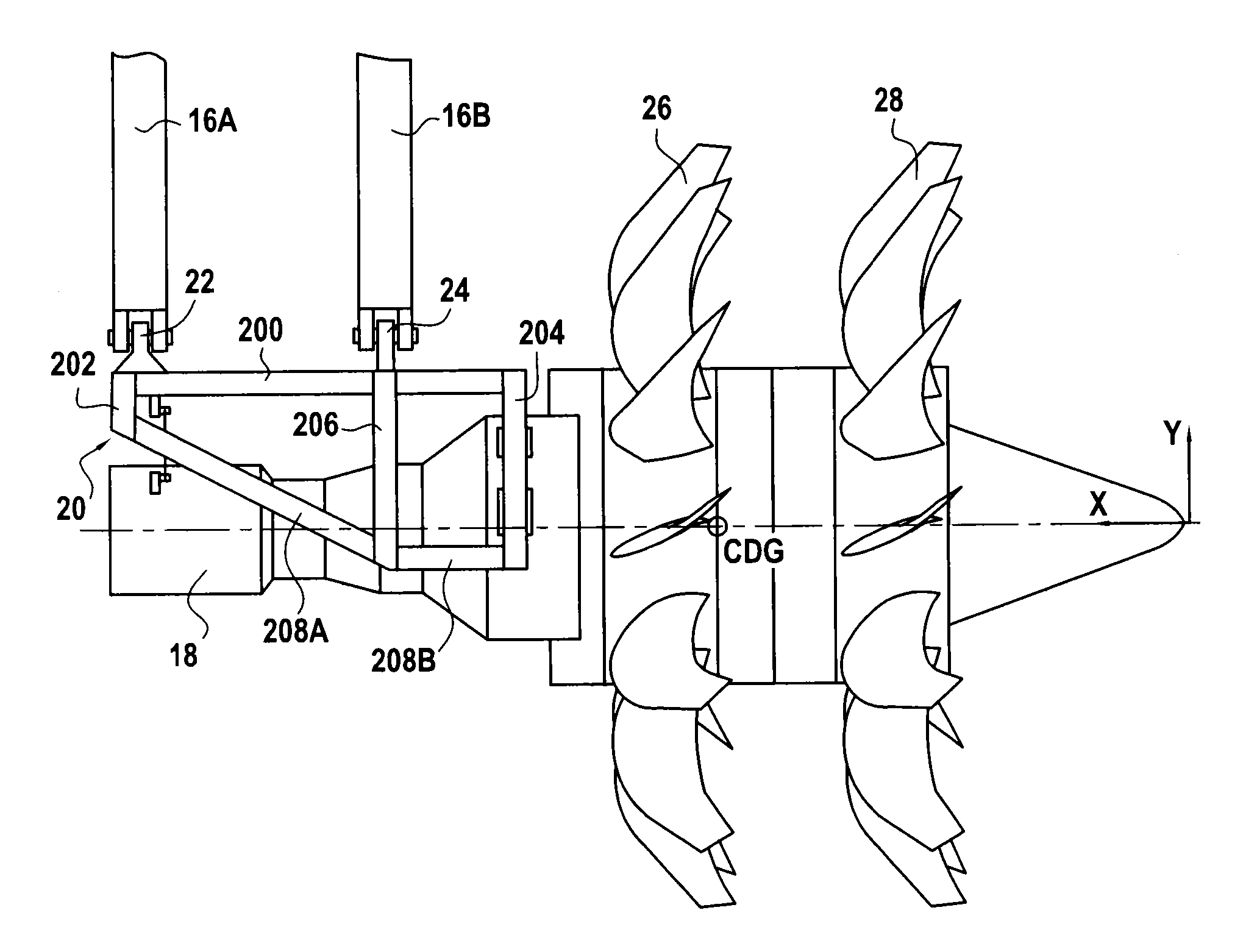 Turbine engine attachment structure