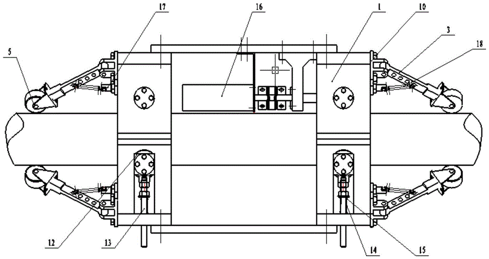 Anti-deflection adjustable climbing device for bridge cable defect detection