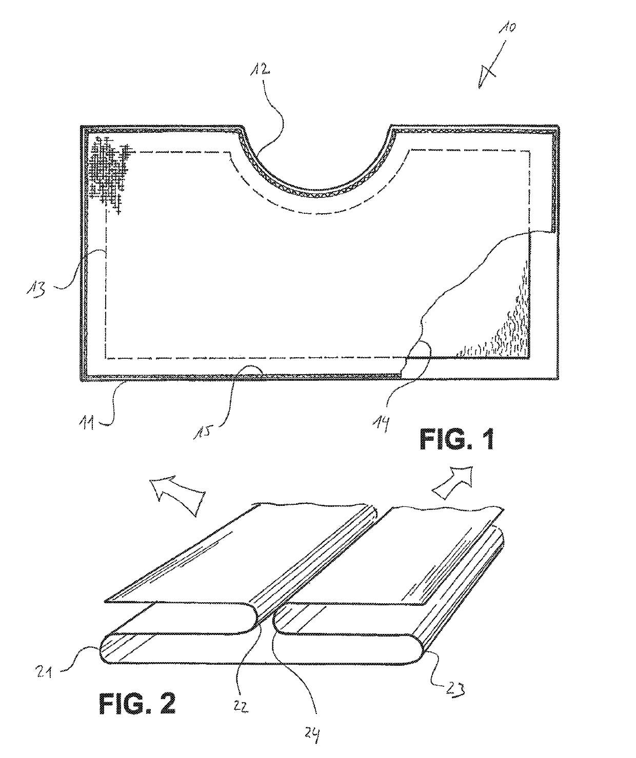 Wound care article having a substantially polygonal or ellipsoid main surface and at least one recess arranged on one side