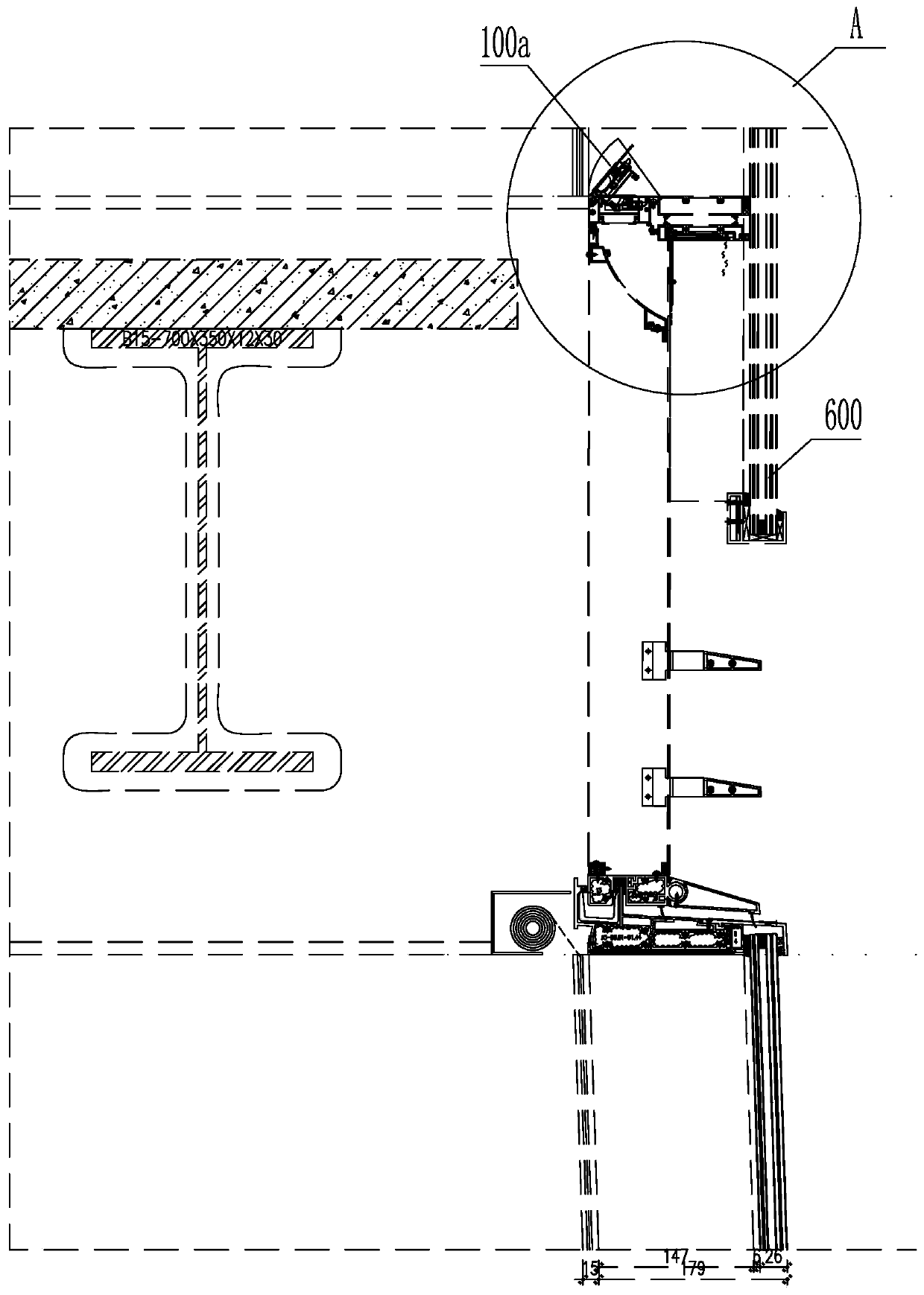 Curtain wall smoke-proof ventilation device