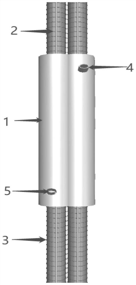 Threaded grouting sleeve suitable for side-by-side connection of double parallel bars