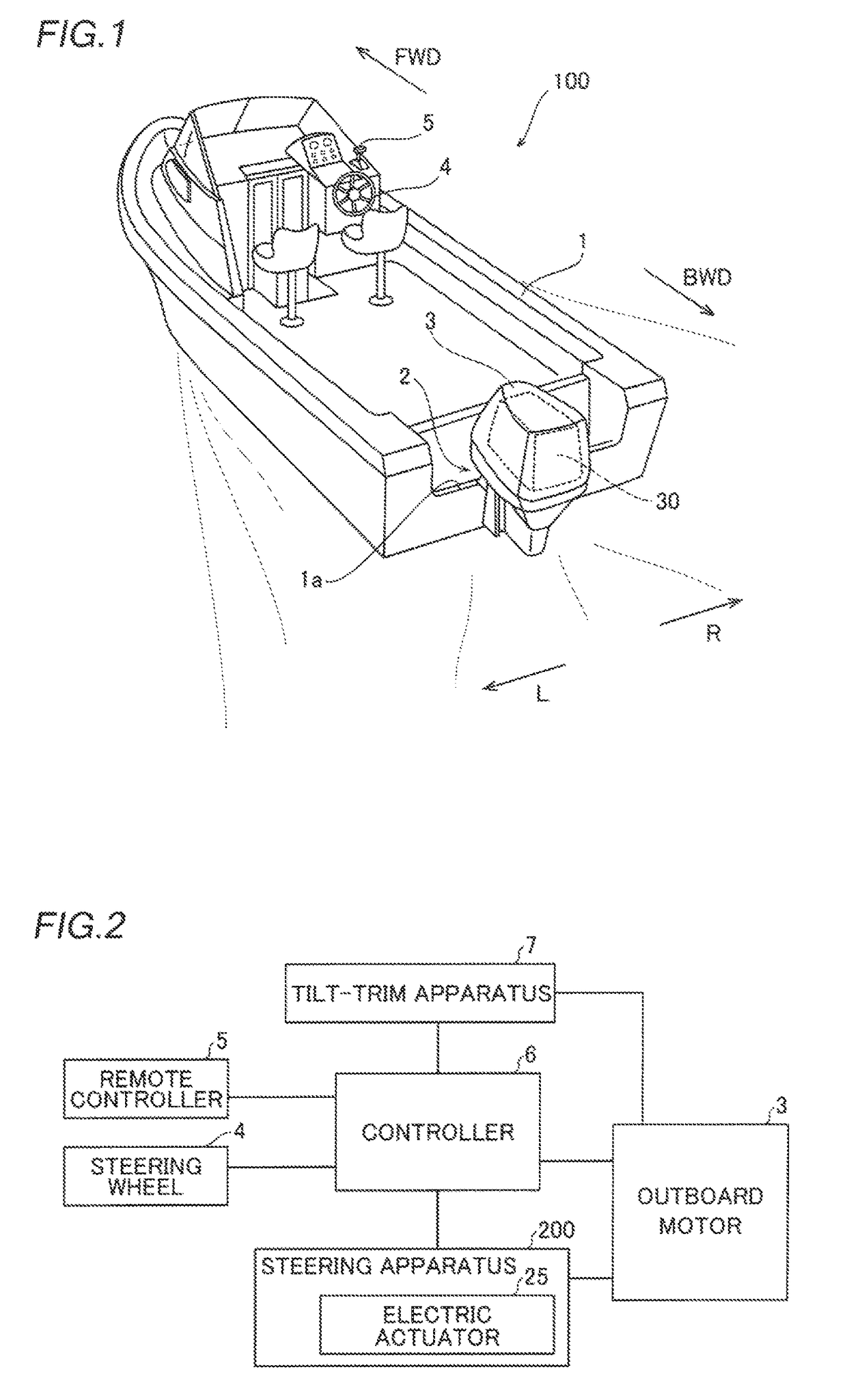 Steering apparatus of outboard motor and outboard motor boat