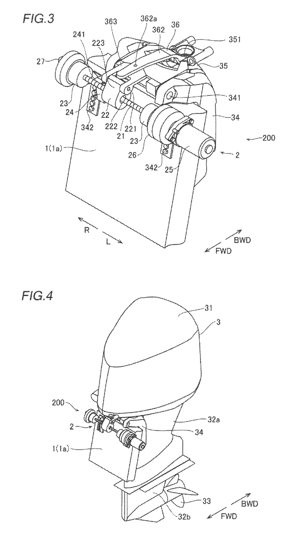 Steering apparatus of outboard motor and outboard motor boat