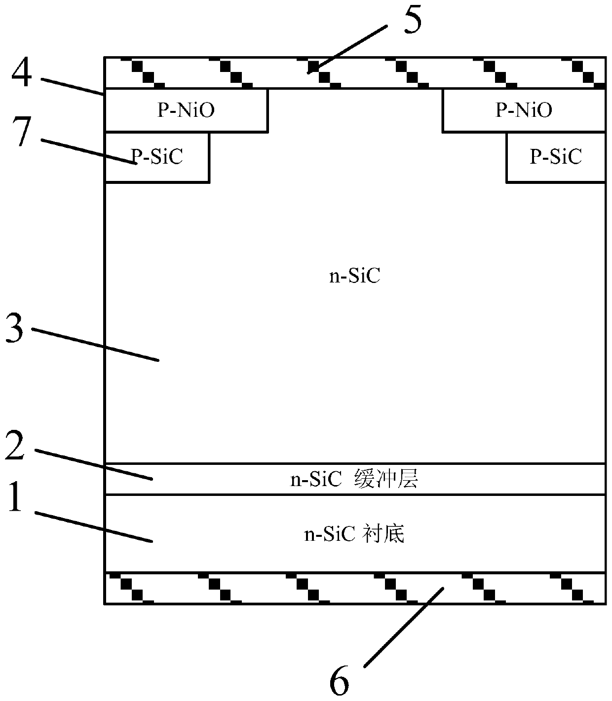 SiC MPS diode containing NiO/SiC heterojunction