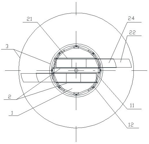 Offset-type reducing device for wind power tower hoisting construction platform telescopic section