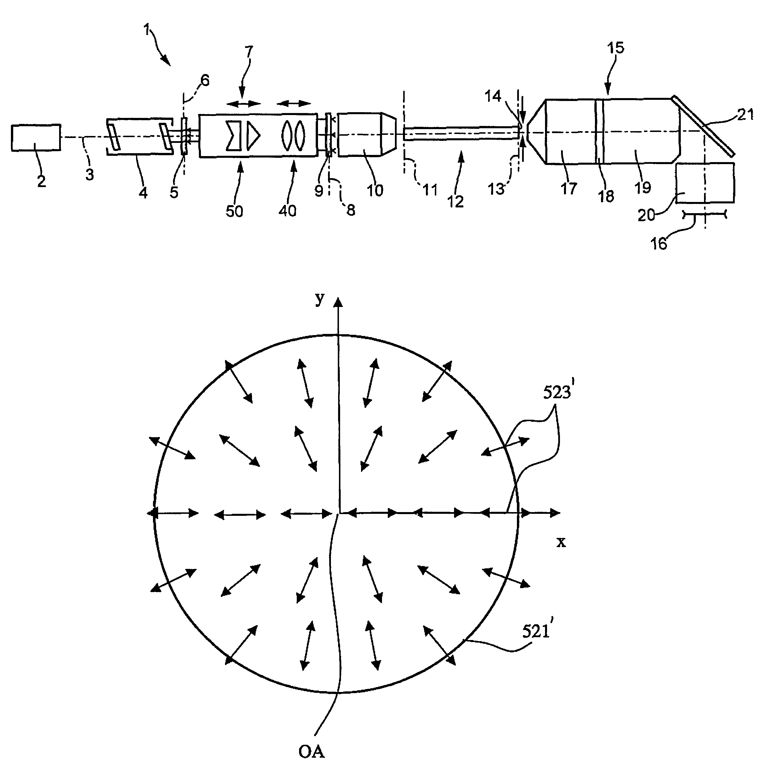 Optical beam transformation system and illumination system comprising an optical beam transformation system