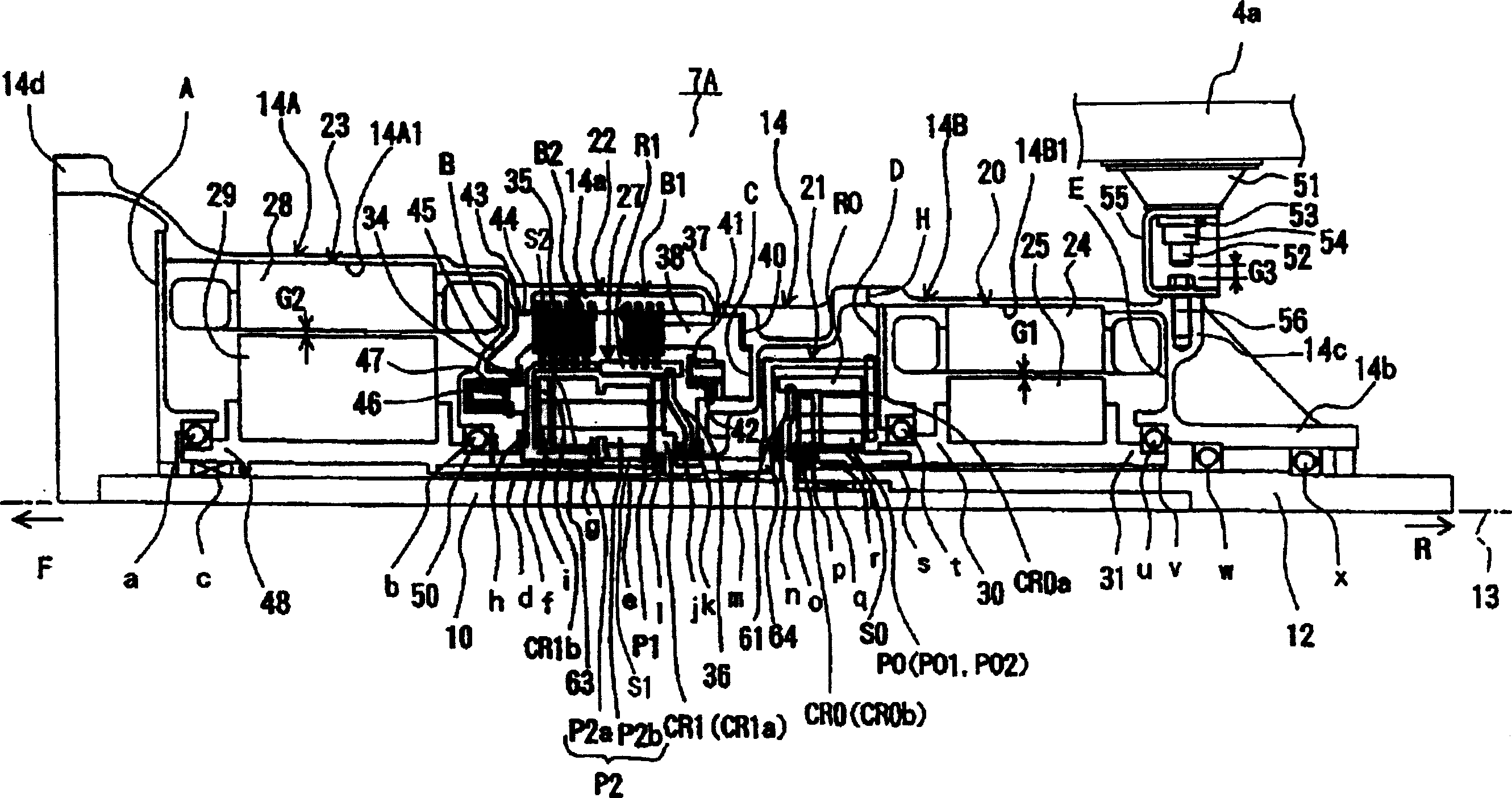 Hybrid drive device and automobile with device mounted thereon