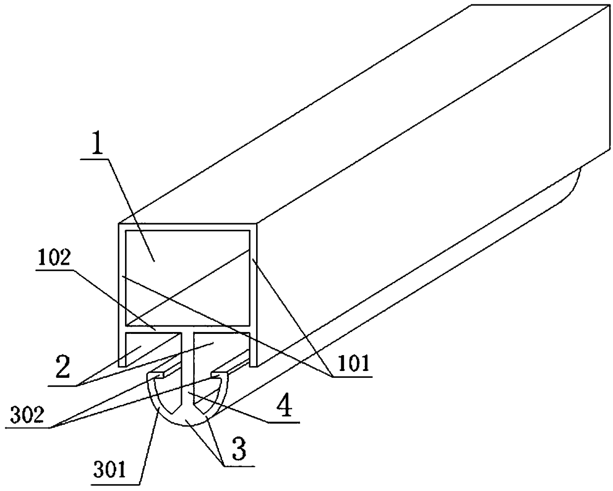 Cambered surface mortise and tenon flower box opening sectional material component