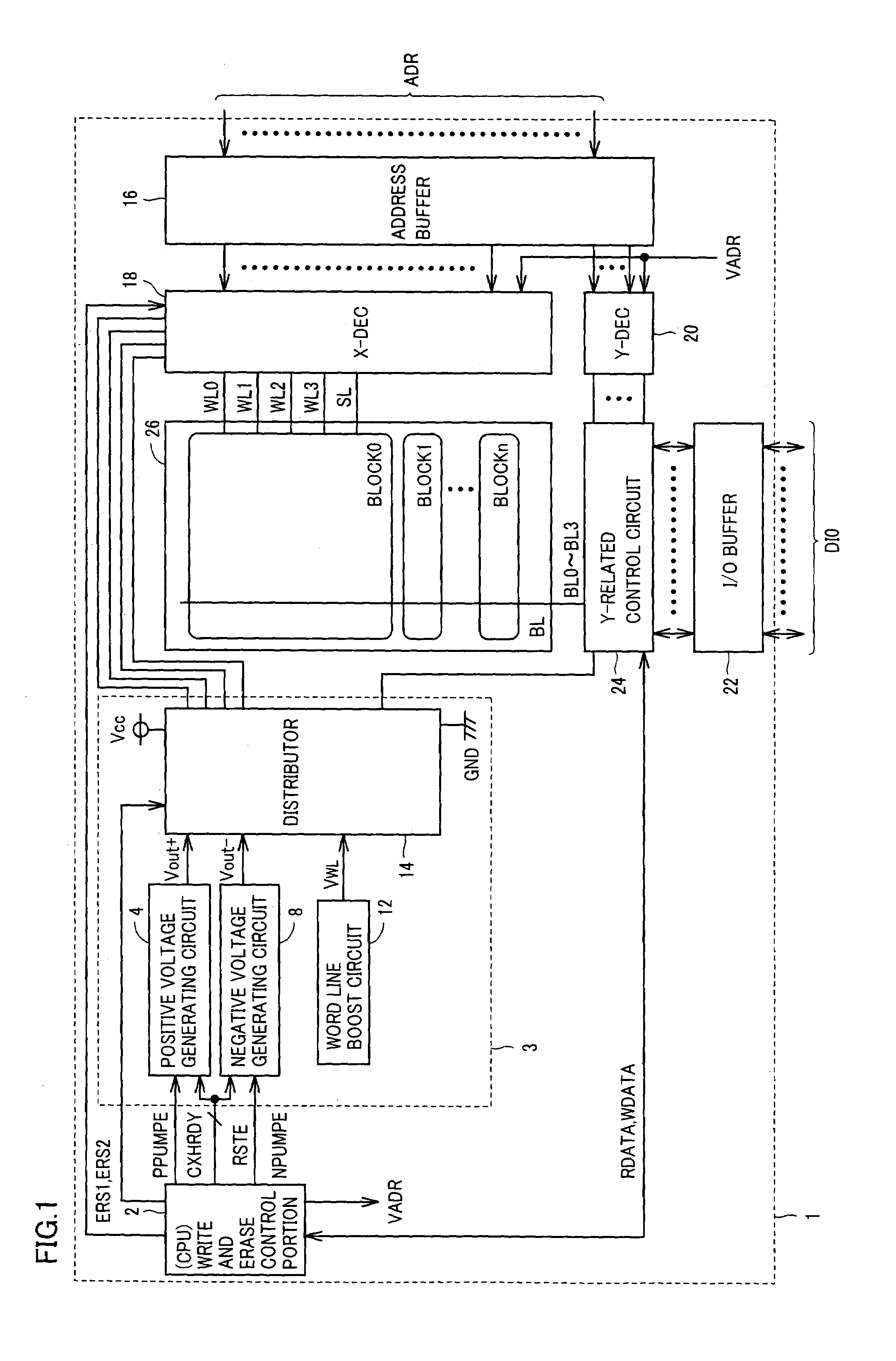 Nonvolatile semiconductor memory device having reduced erasing time