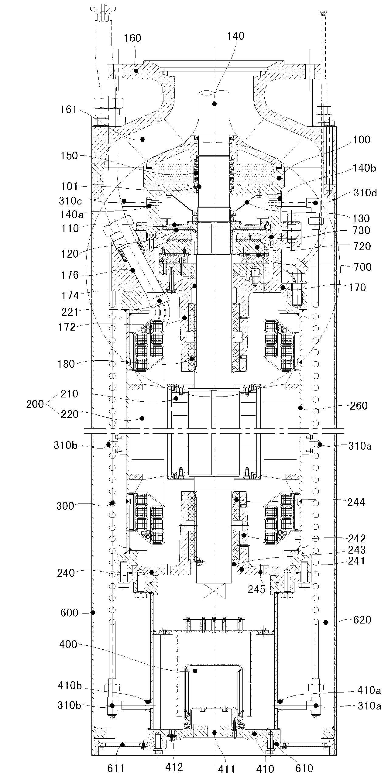 Motor cooling structure of immersed pump