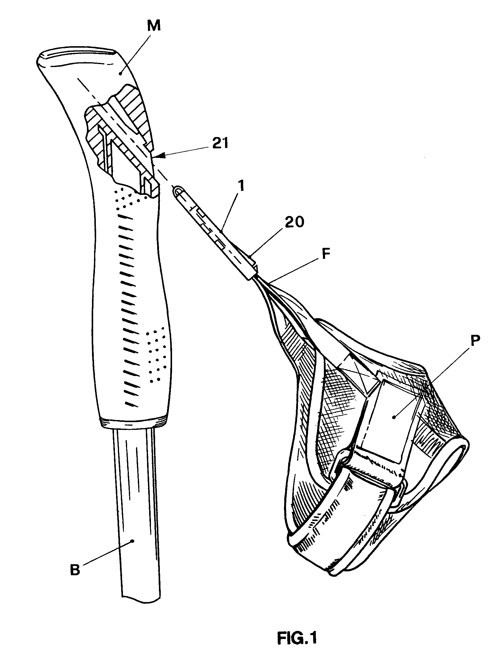 Buckle for connecting a wrist strap to the handgrip of a pole for use in sporting activities