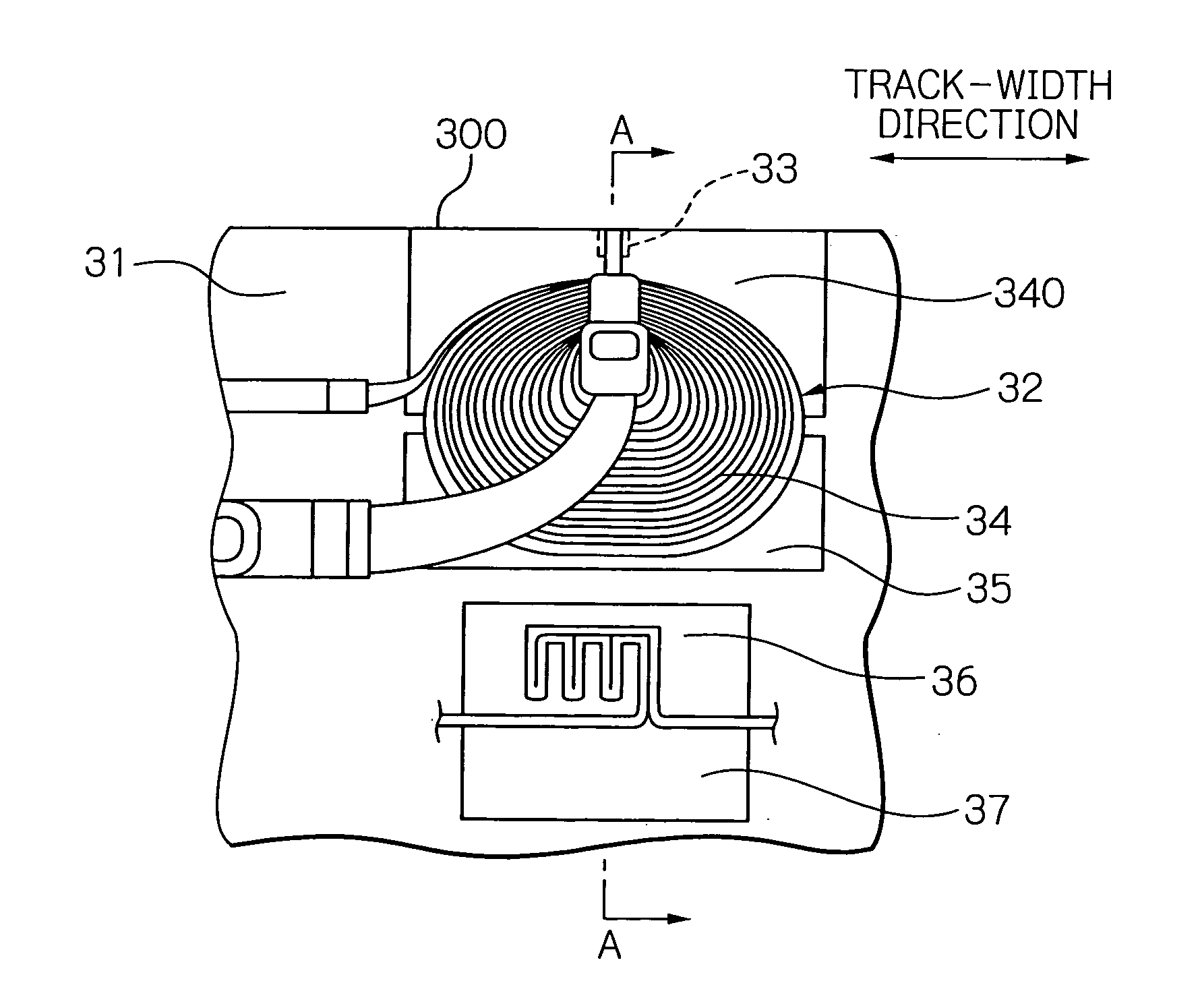 Thin-film magnetic head with heating element and heatsink