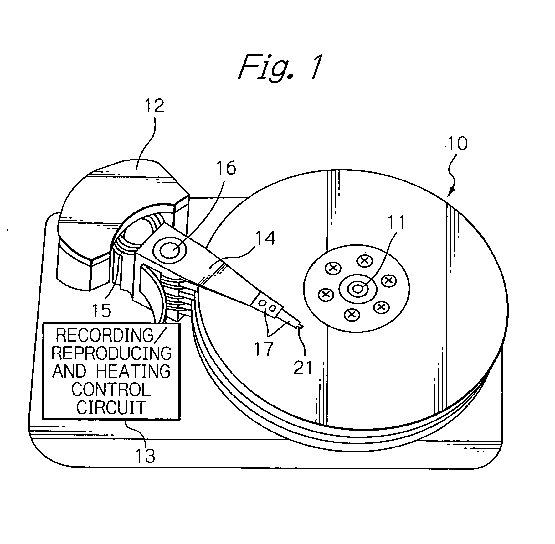 Thin-film magnetic head with heating element and heatsink
