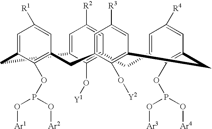 Calixarene bisphosphite ligand for use in hydroformylation processes