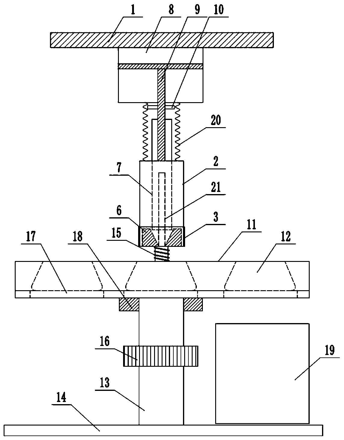 A stamping transport device for round fittings