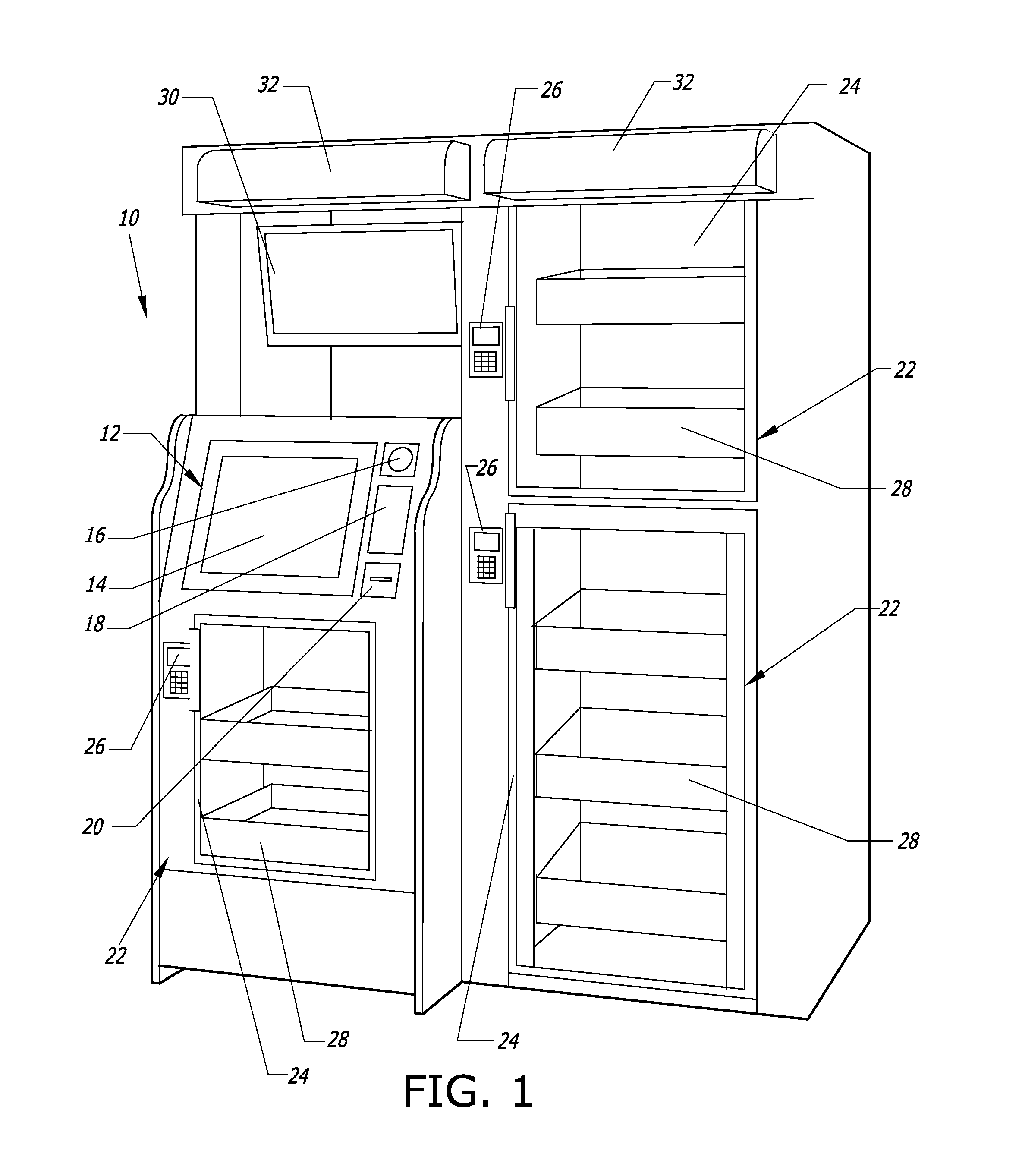 Computer-controlled, unattended, automated checkout store outlet system and related method