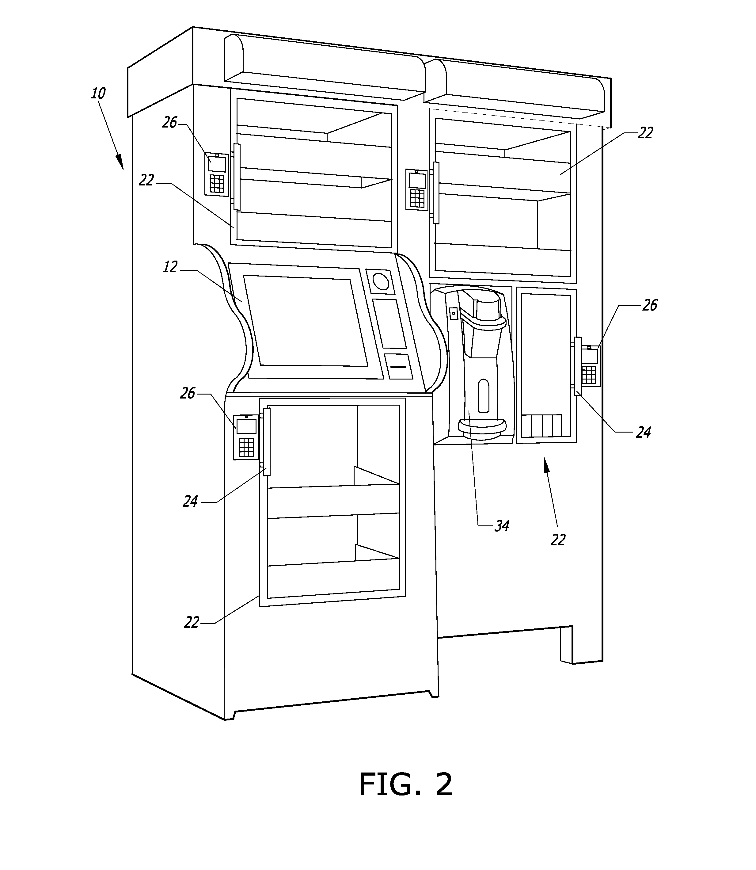 Computer-controlled, unattended, automated checkout store outlet system and related method