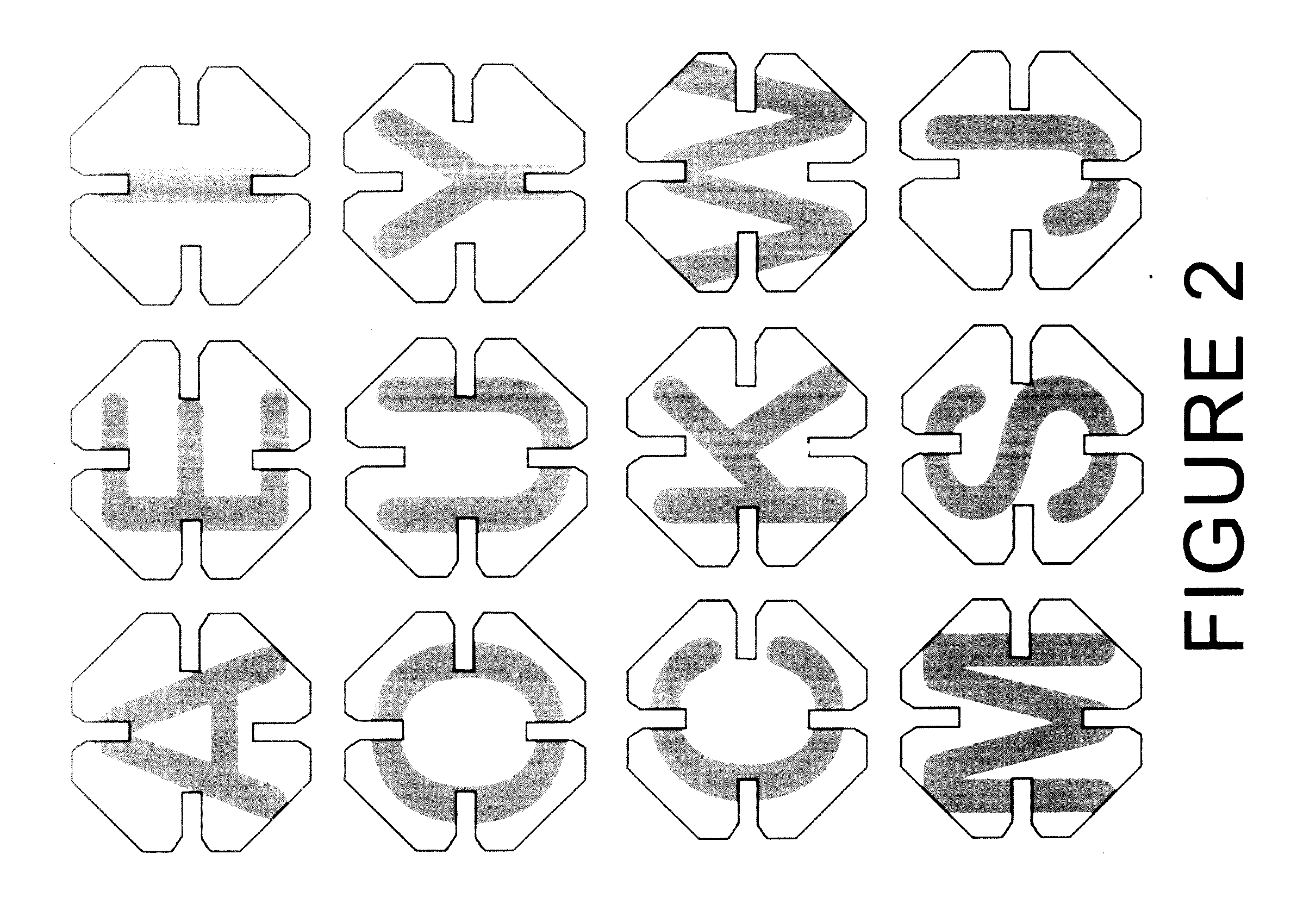 Word game with multi-sided pieces with notches for interlocking of the pieces at various angles