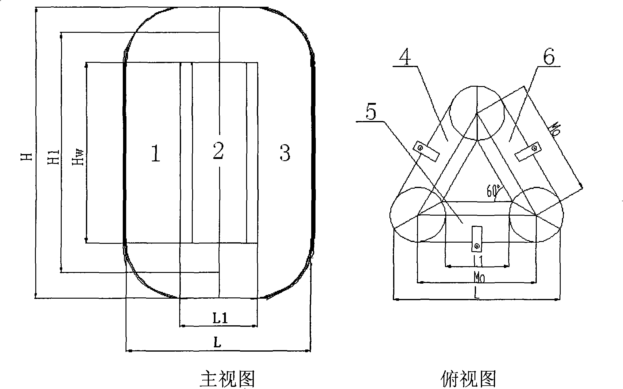 Oil-immersed type transformer for tridimensional triangle iron core