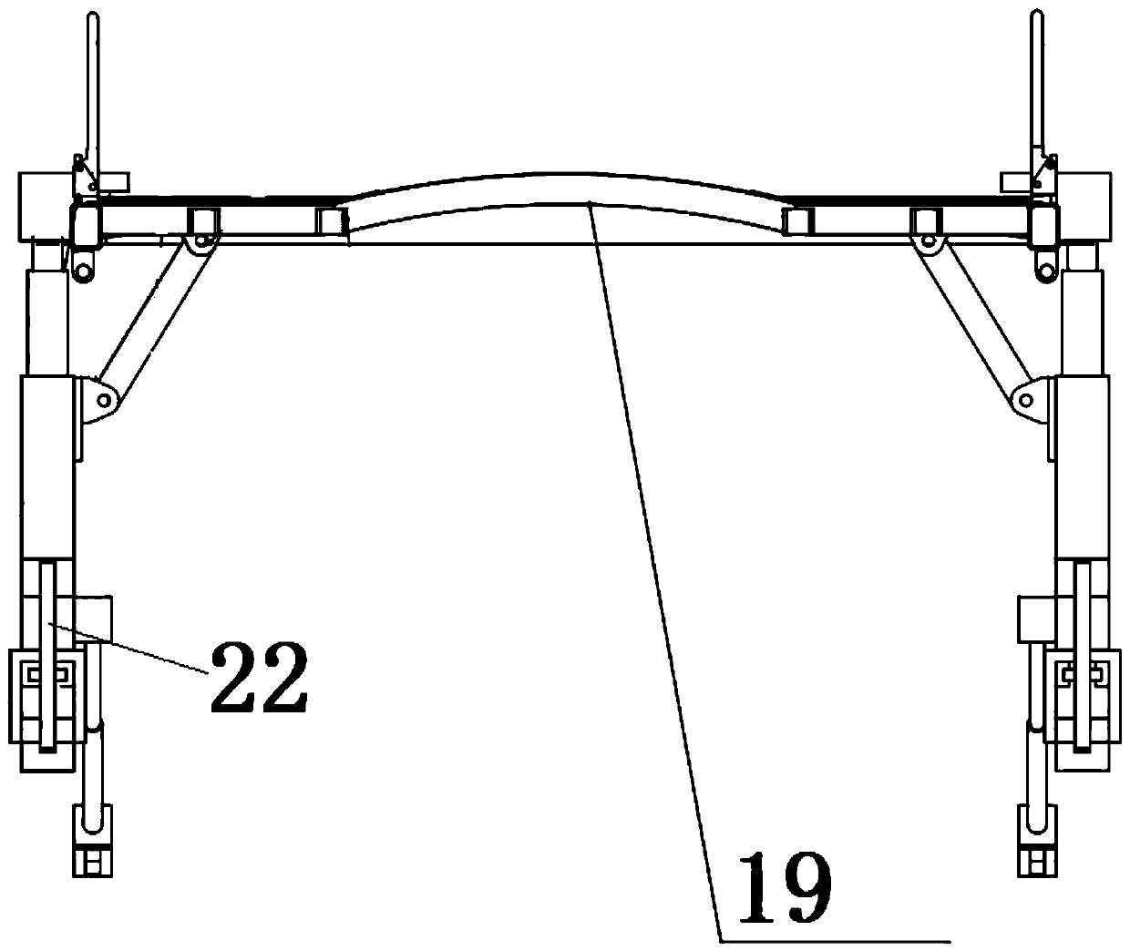End underframe lifting device for automobile-container dual-purpose concave-bottom transport vehicle