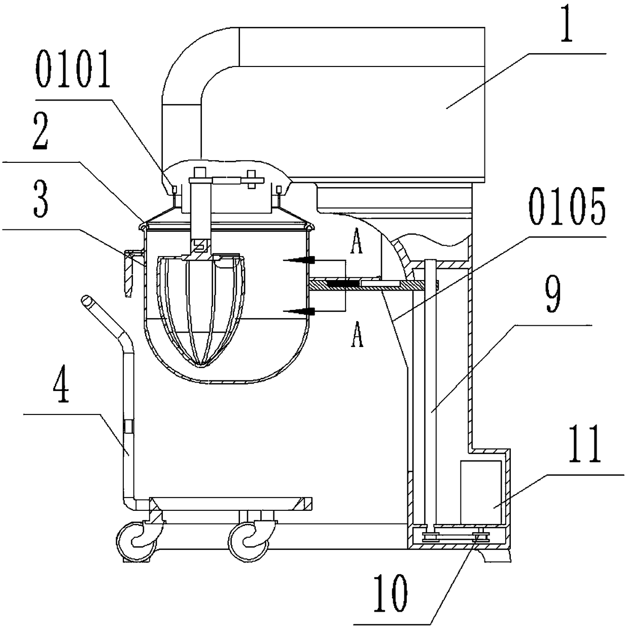 Dough mixer device for food processing