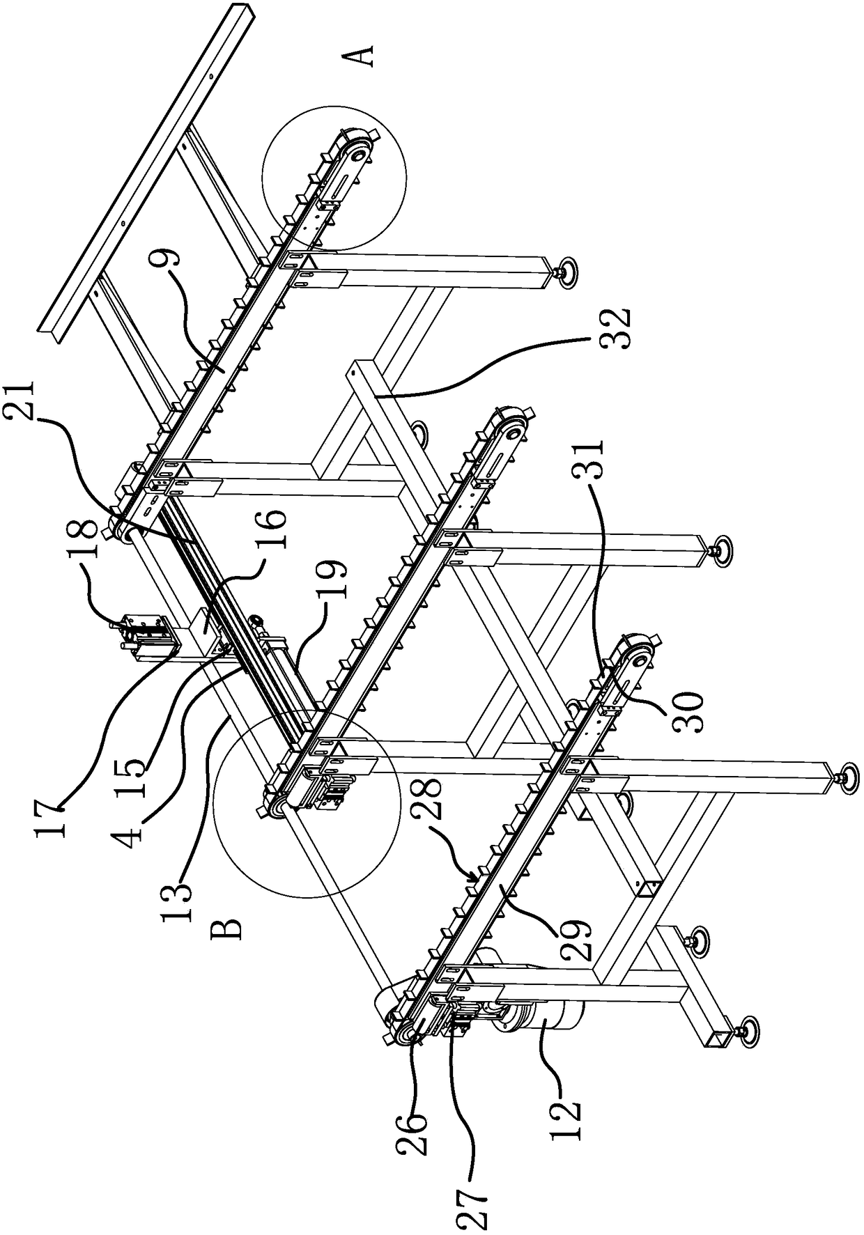 An automatic circular feeding device for wood strips