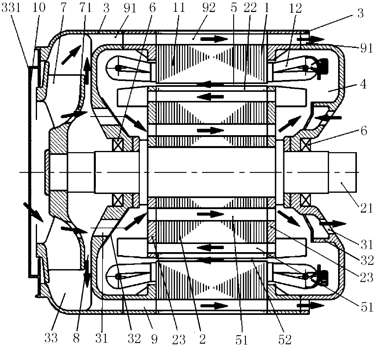 Totally-enclosed motor with heat dissipation function