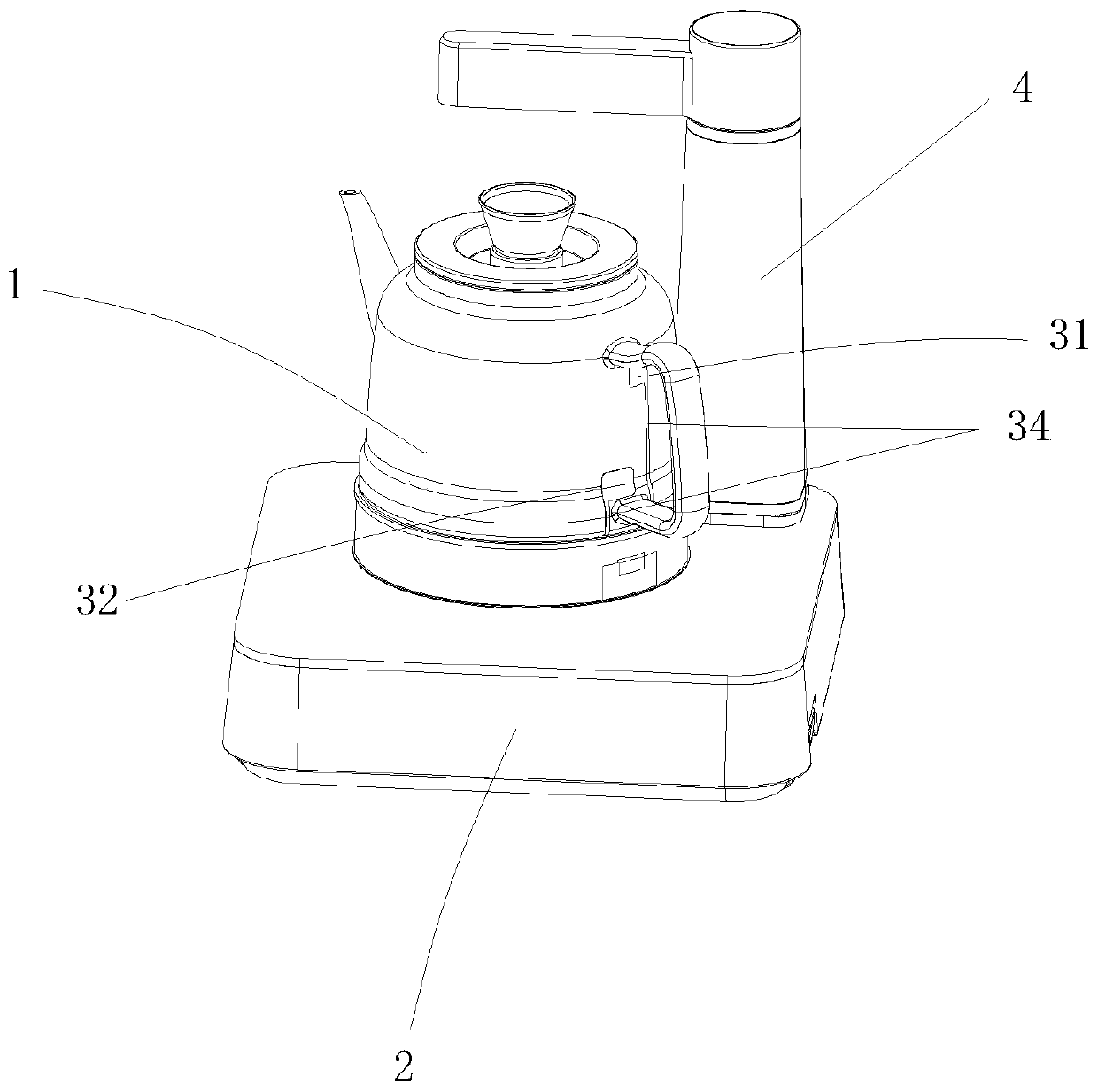 Glass kettle and capacitive water level detection device and method thereof