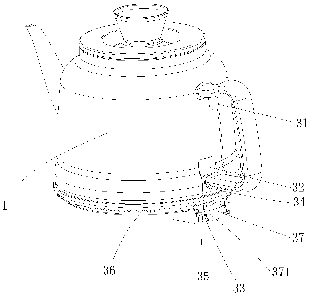 Glass kettle and capacitive water level detection device and method thereof