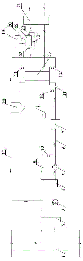 On-line self-cleaning heat exchange enhancement solar sewage source heat pump system