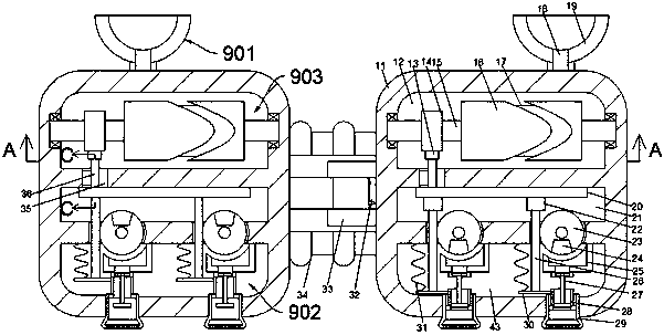 Disinfection device for preventing germ spreading in aerosol manner in tunnels