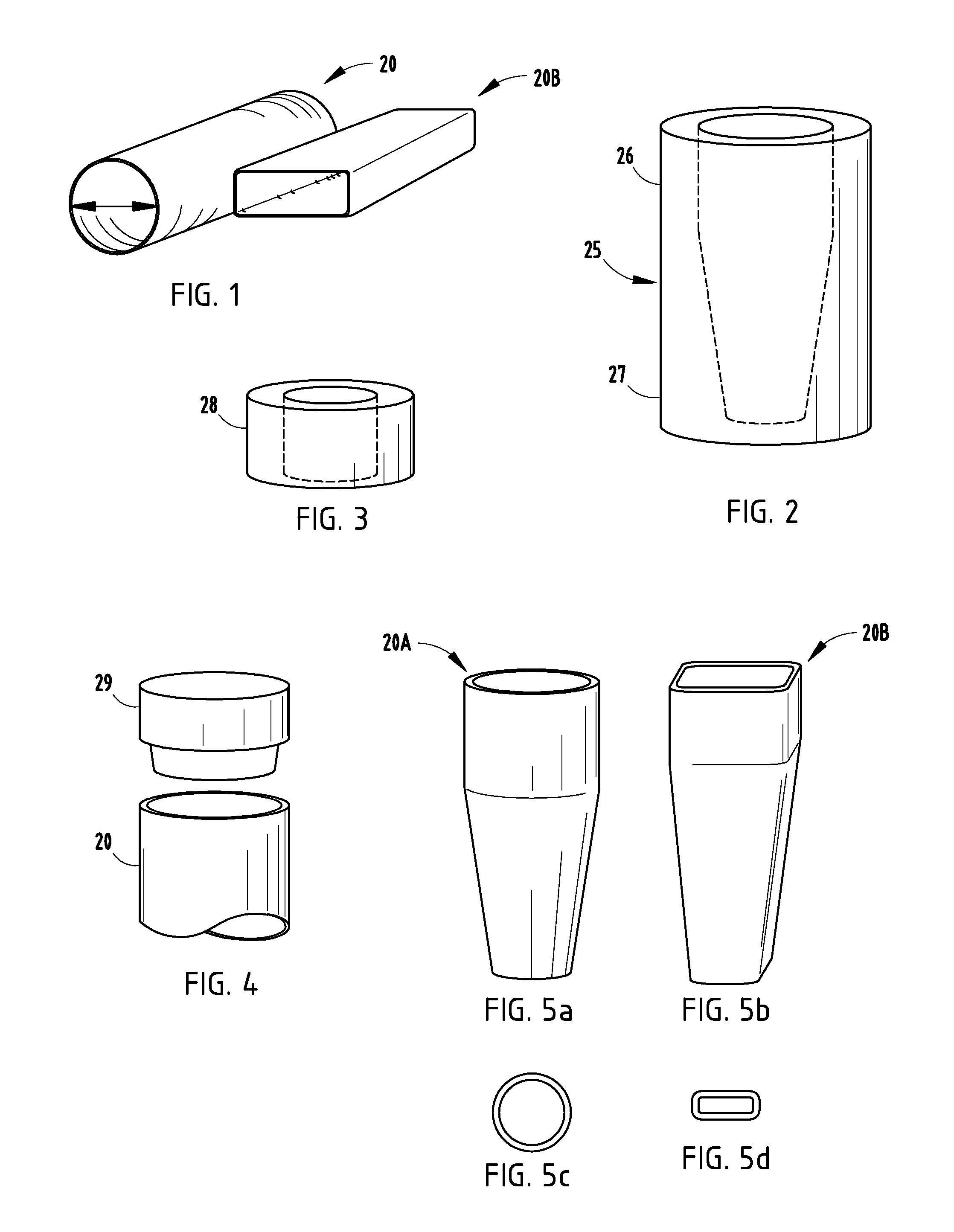 Tubular tapered crushable structures and manufacturing methods