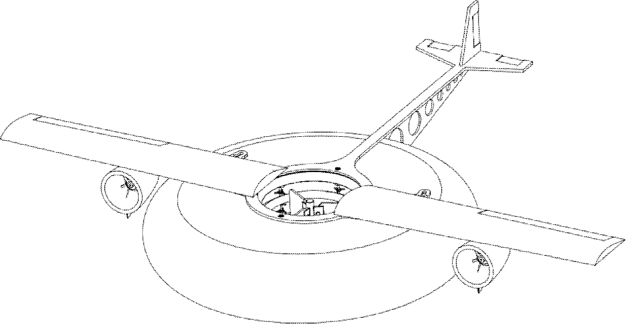 Small-sized combined type air vehicle adopting layout combining disk swing with variable wings and airbag