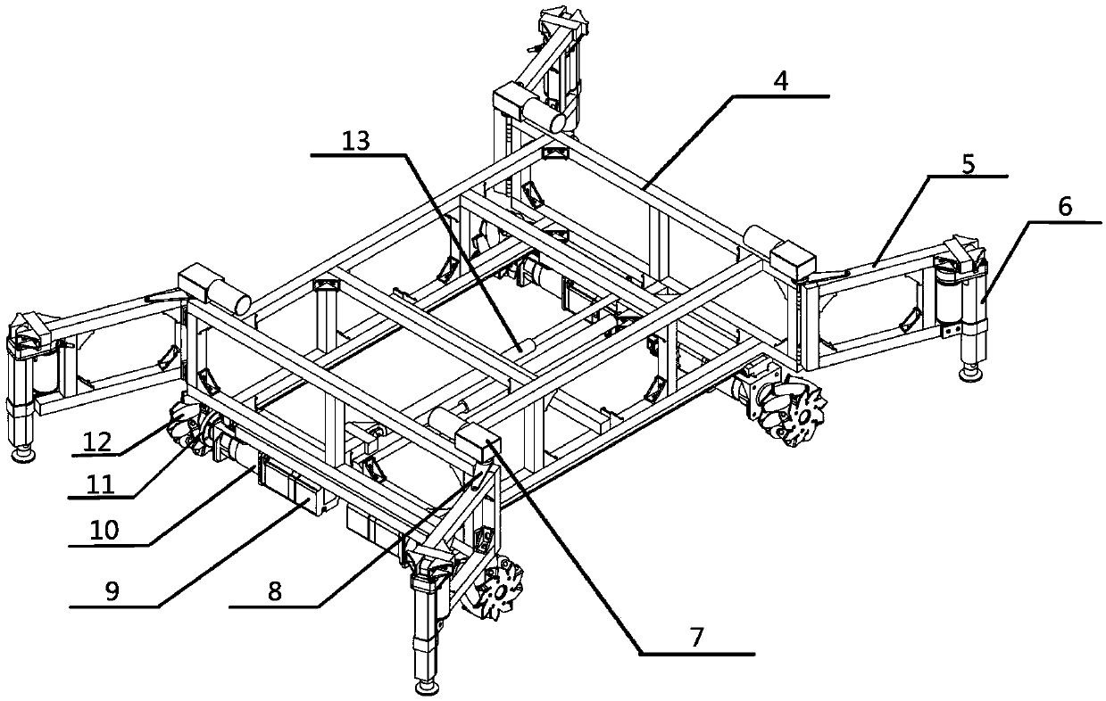 Omnidirectional chassis of variable wheelbase obstacle-surmounting industrial robot