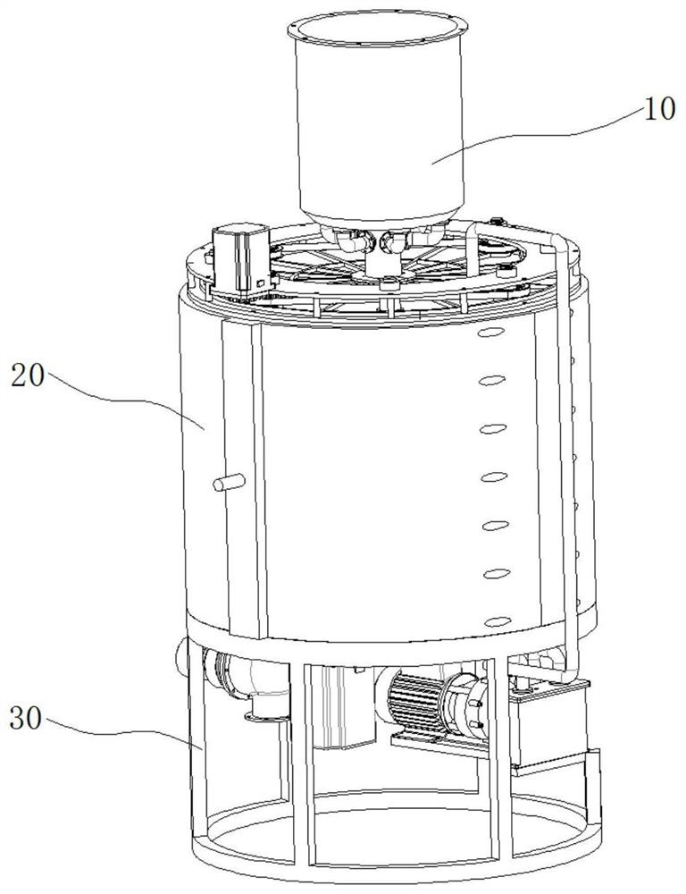 Centrifugal spraying feeding component for donkey-hide gelatin concentration