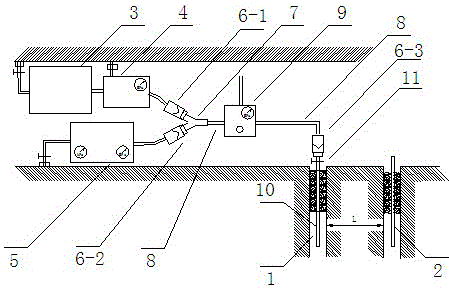 Gas-liquid two-phase alternating phase drive fracturing coal body enhanced gas drainage method in underground coal mine