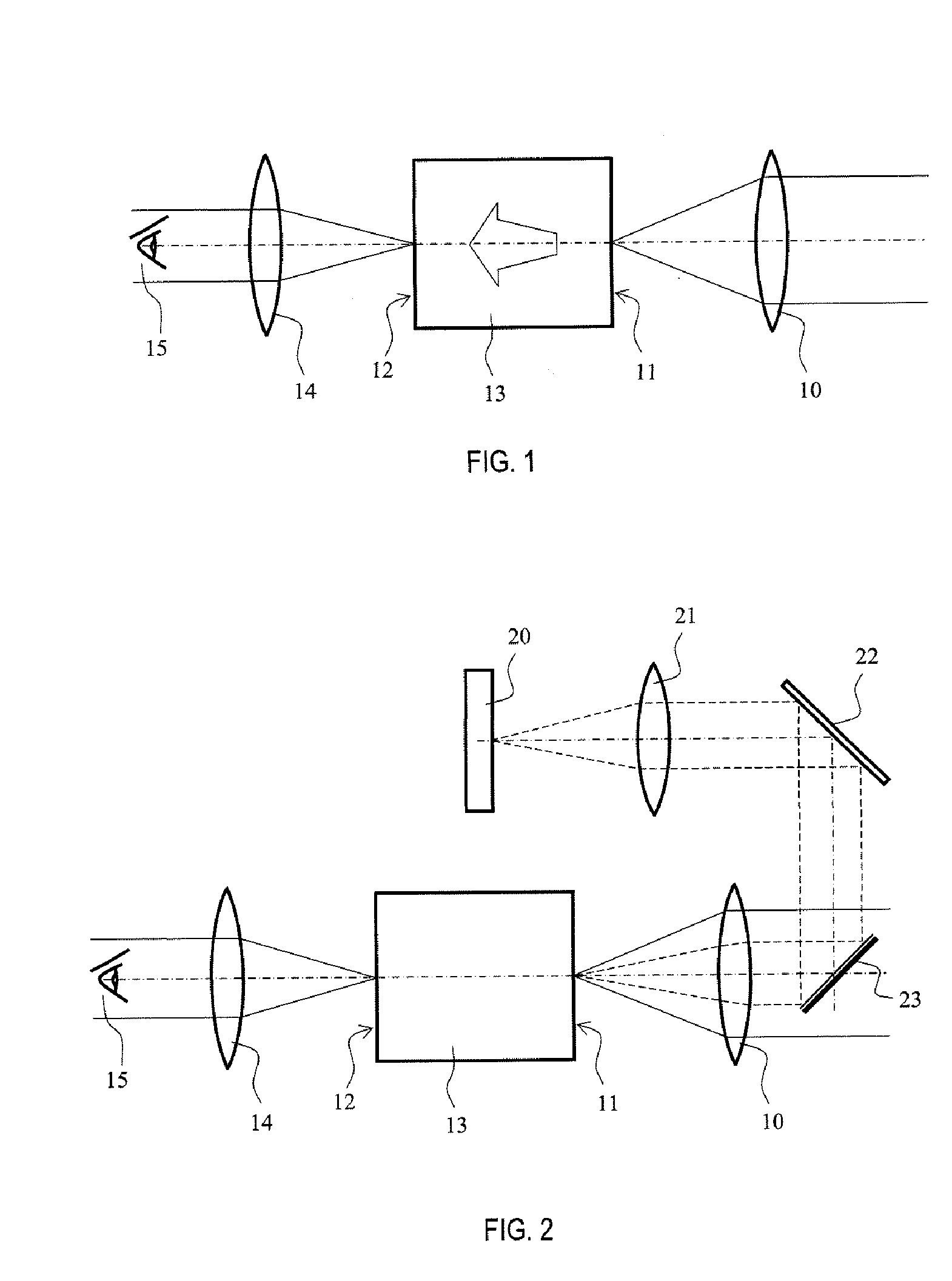 Optical Device For Superposing Electronic Images in Front of an Objective