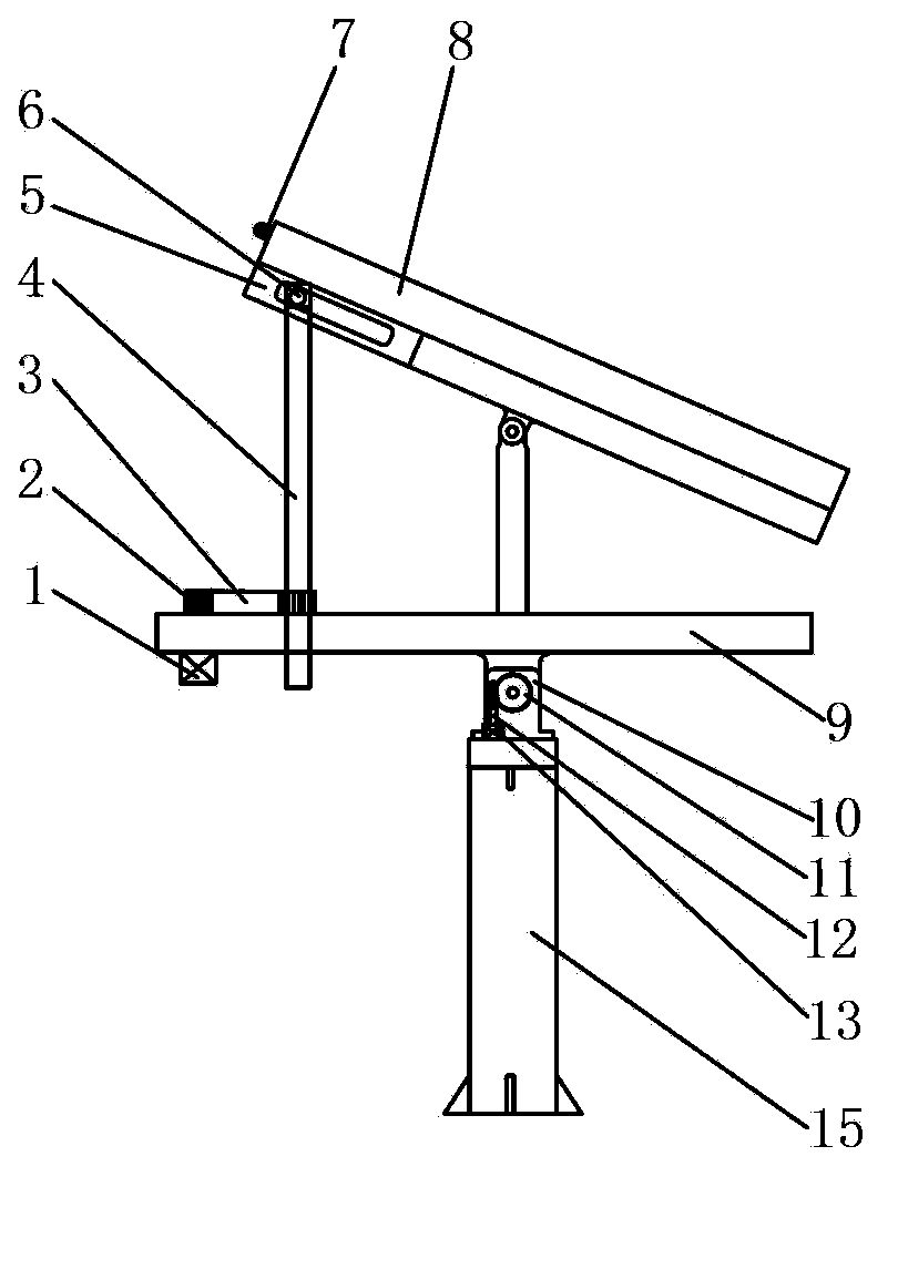 Pitch angle regulating mechanism group of solar tracking device based on rotation of earth