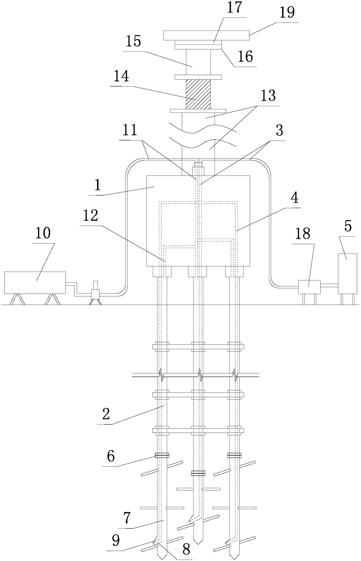 Multi-axial pressure cyclone-jet mixing pile driver and method for forming piles using the pile driver