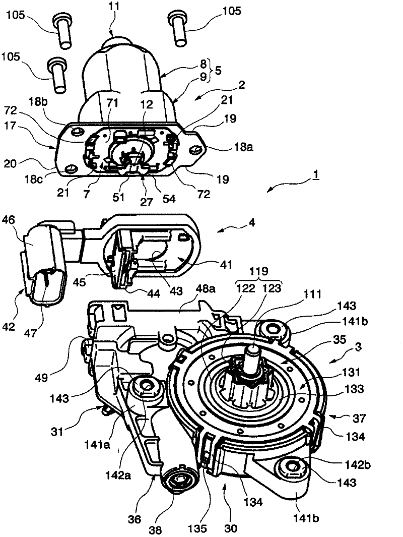 Electric motor, and motor with a reduction gear