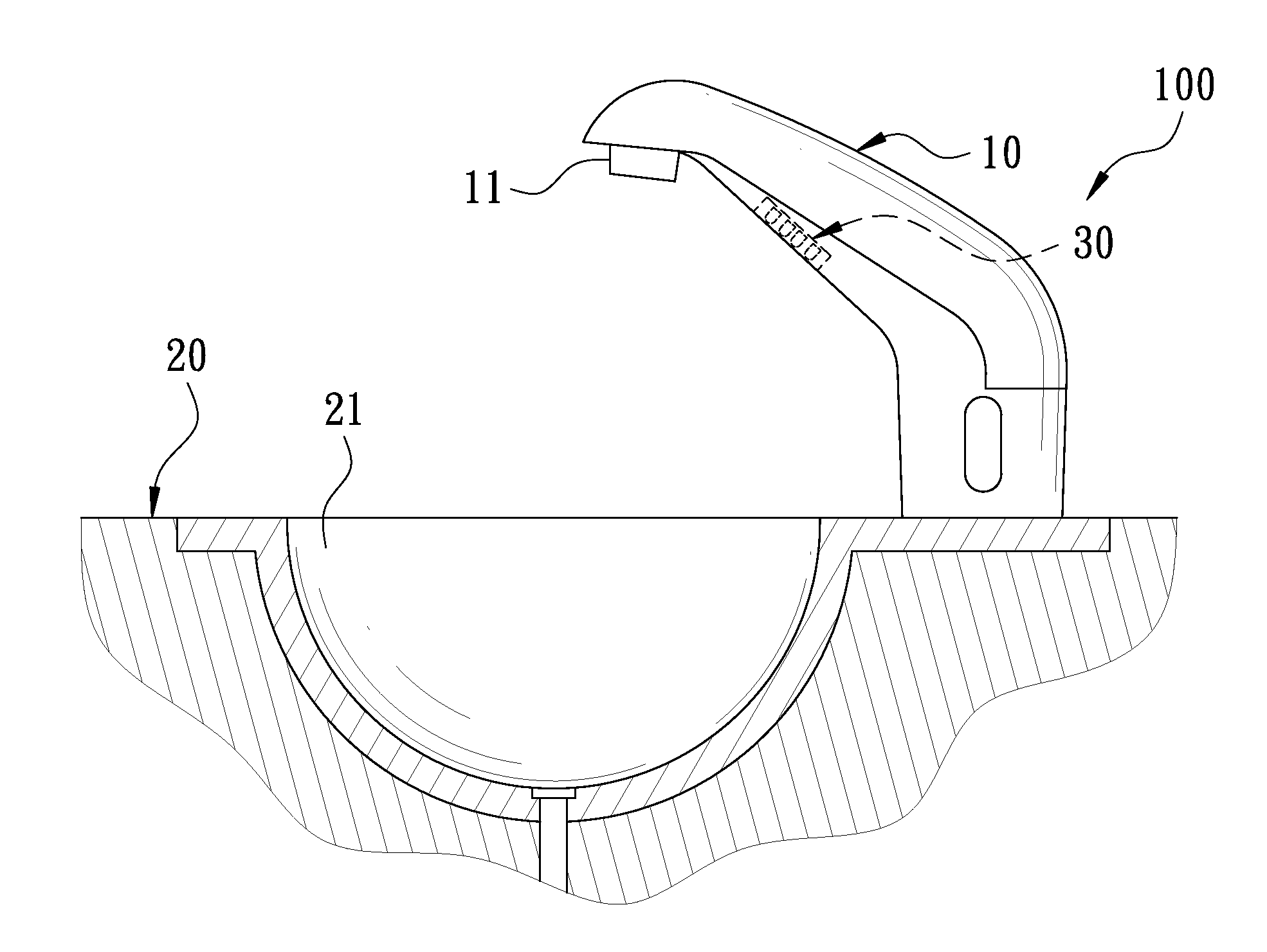Inductive faucet of which a detection range is adjustable