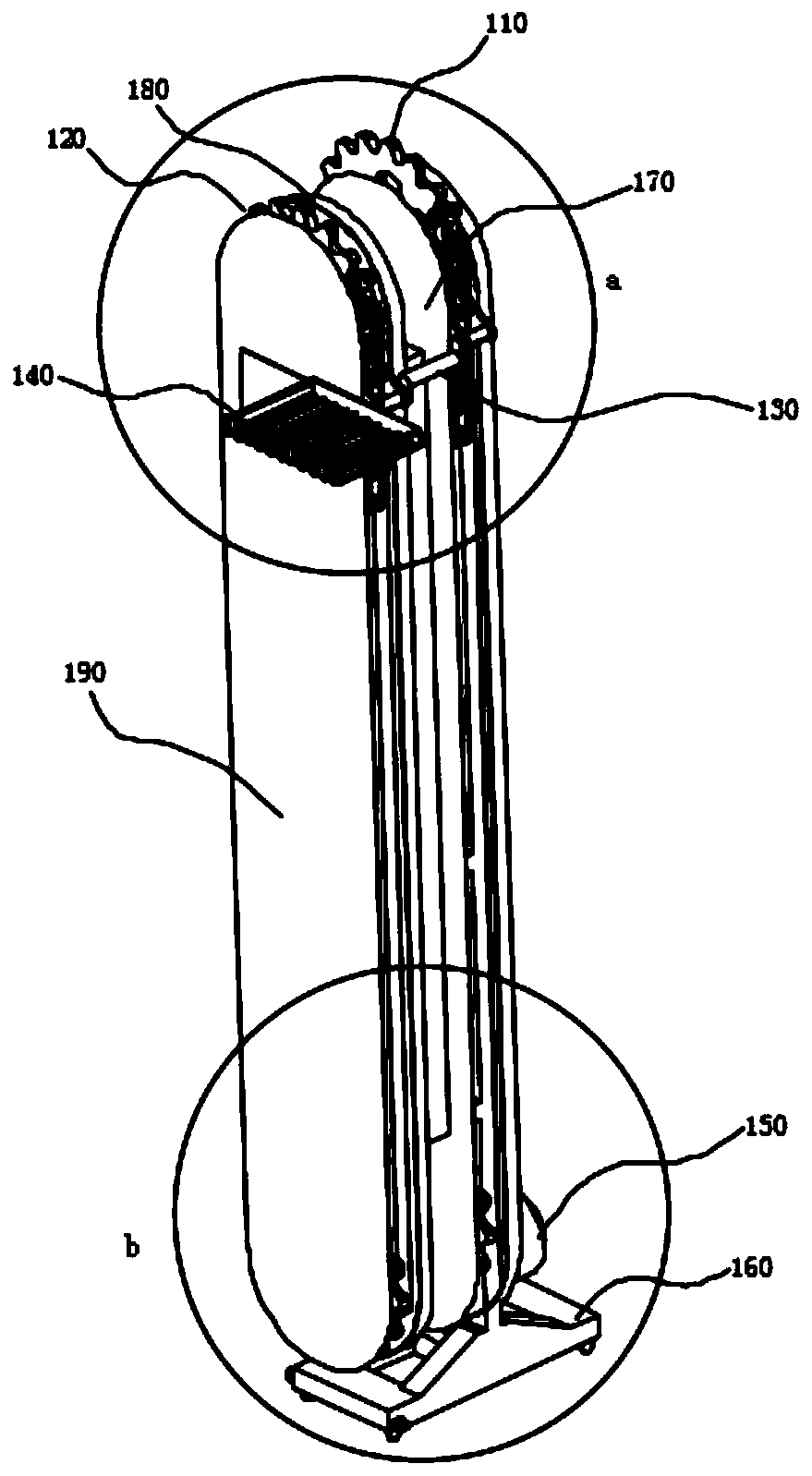 Crankshaft type vertical lifting mechanism and working method