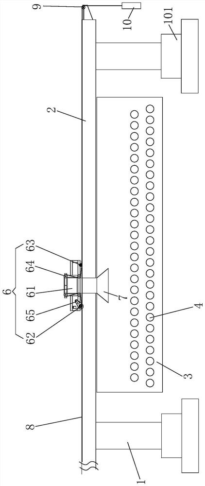 A dust collection device and method in front of a magnesium ingot smelting reduction furnace