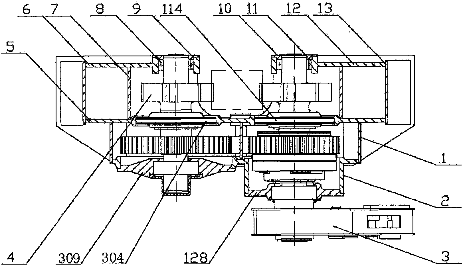 Planet differential lifting device of wind power installation vessel