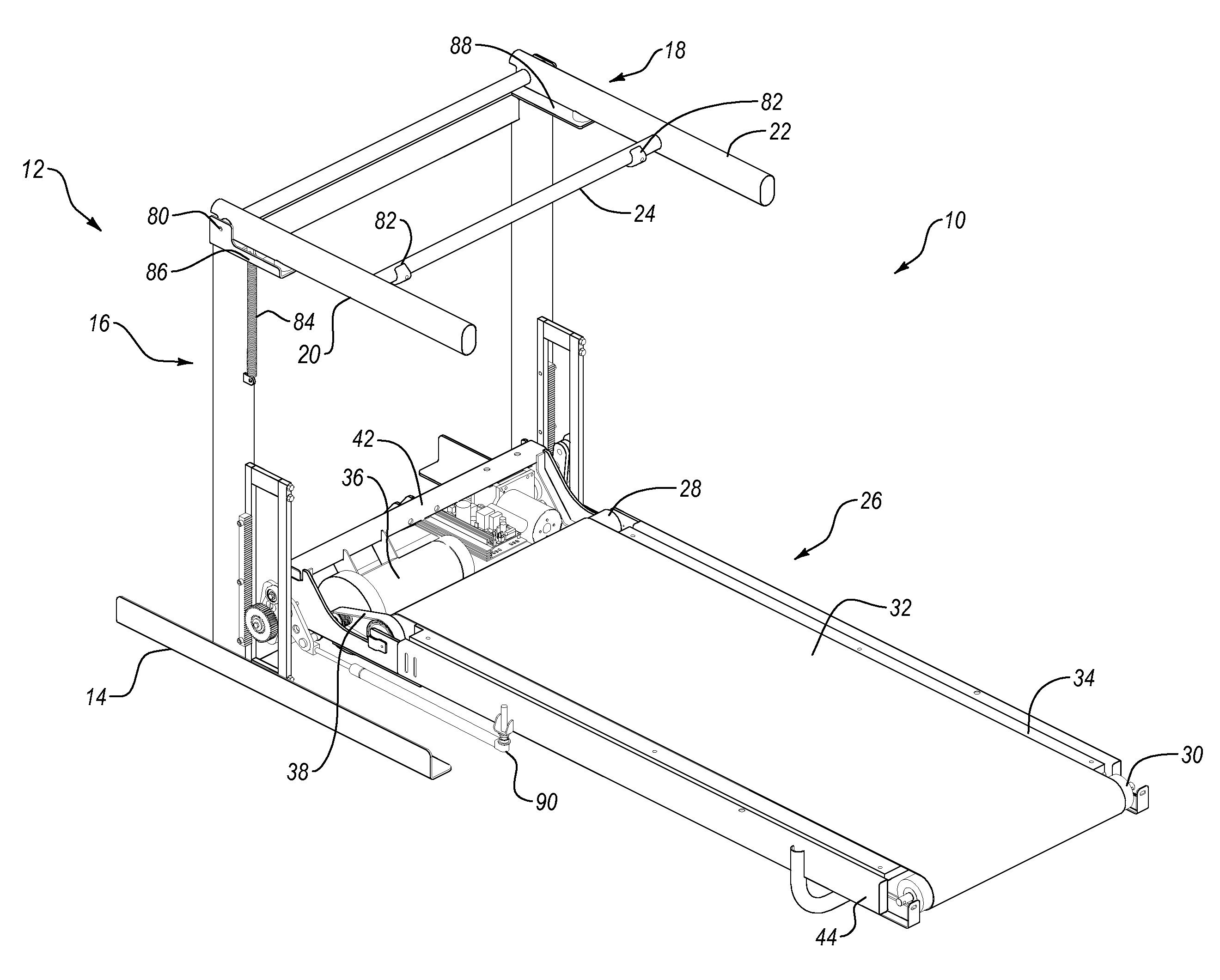 Exercise device with rack and pinion incline adjusting mechanism