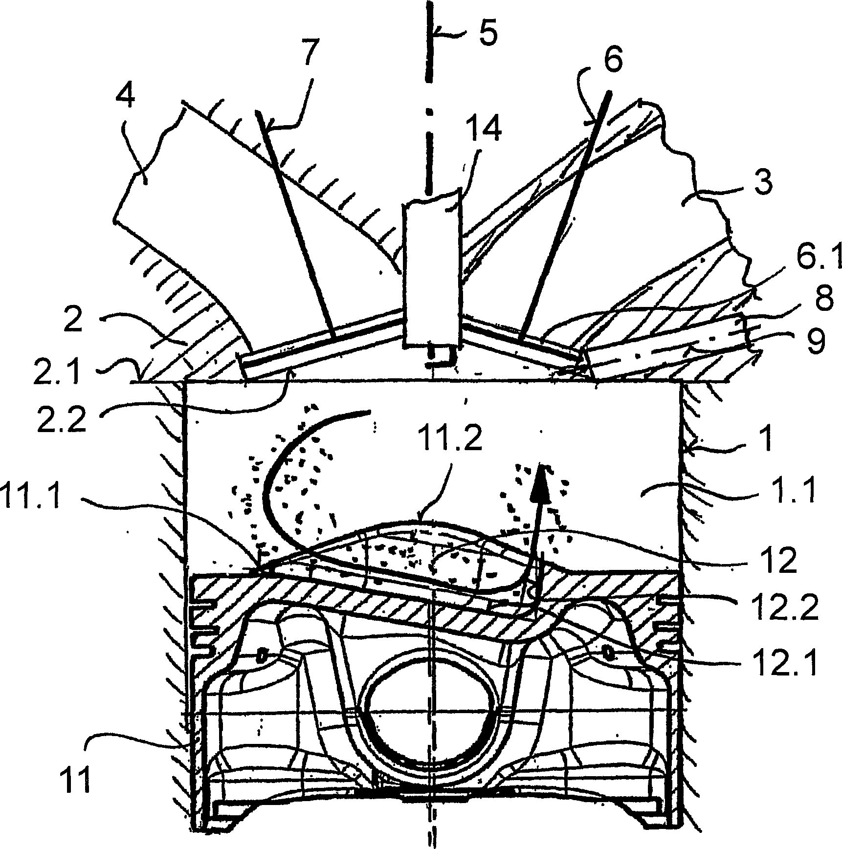 Reciprocating internal-combustion engine with direct fuel injection by means of an injector arranged on the intake side