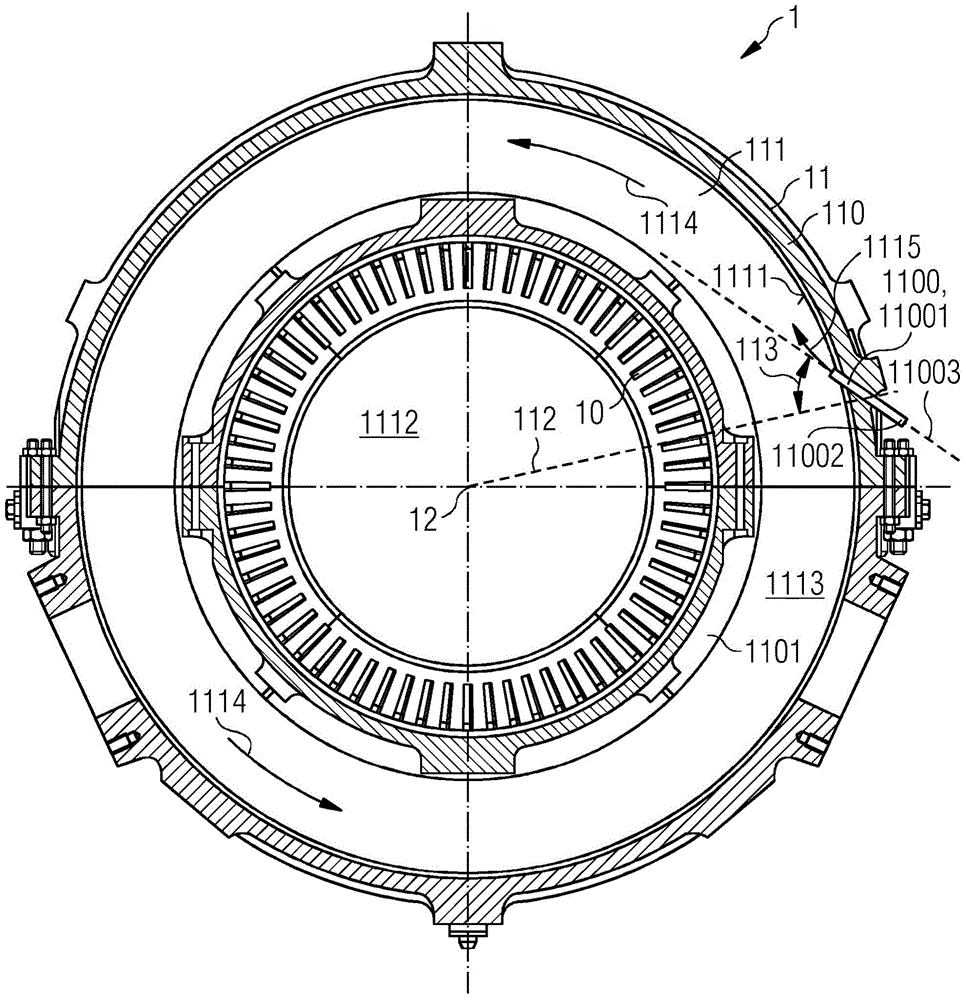 Gas turbine and use of gas turbine comprising a compressor casing having an inlet opening for harmonizing the compressor casing