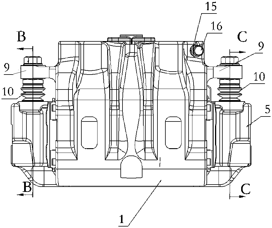 Hydraulic double-cylinder braking caliper assembly