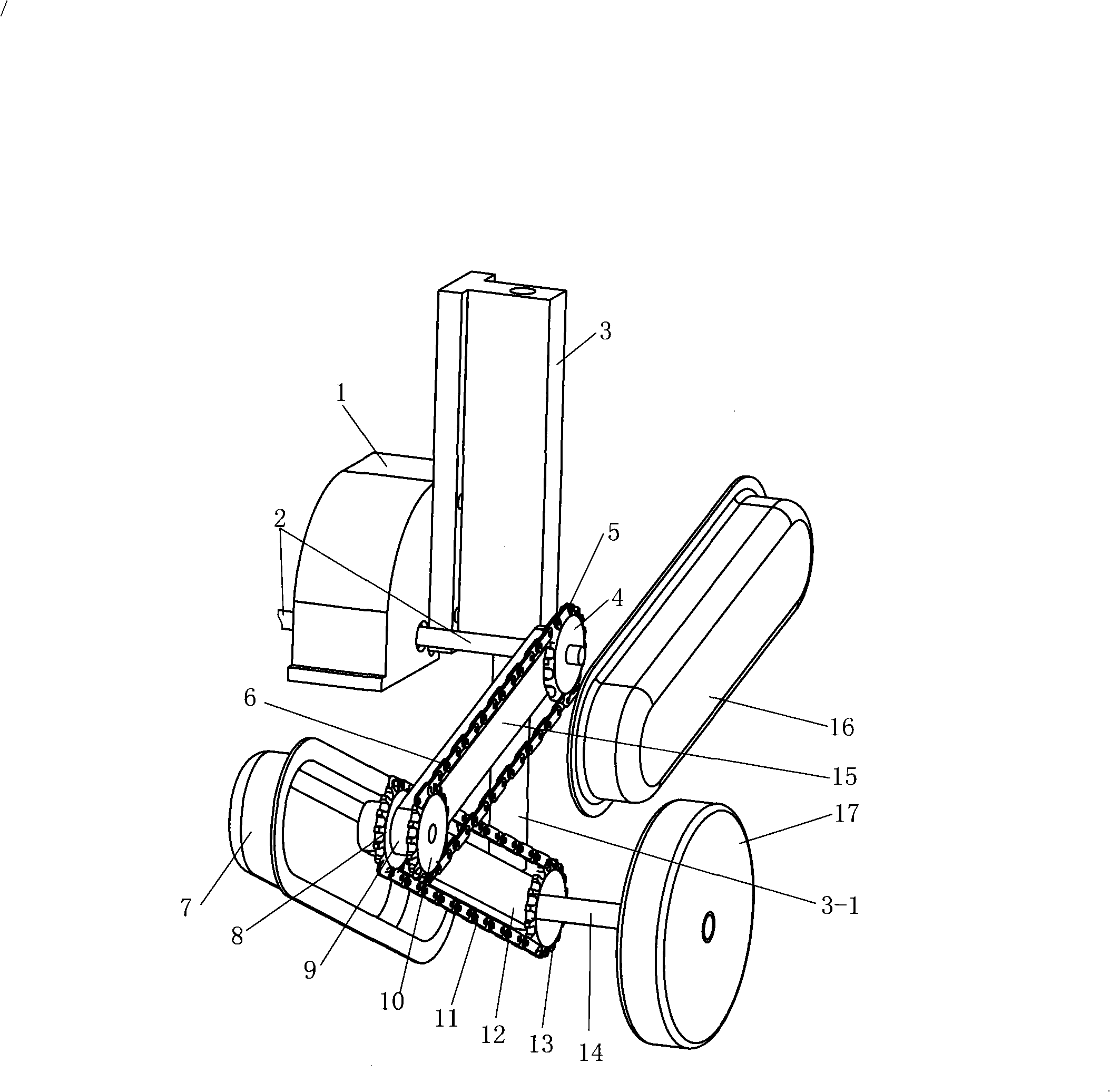 Hydraulic lift for drive wheel of hand tractor