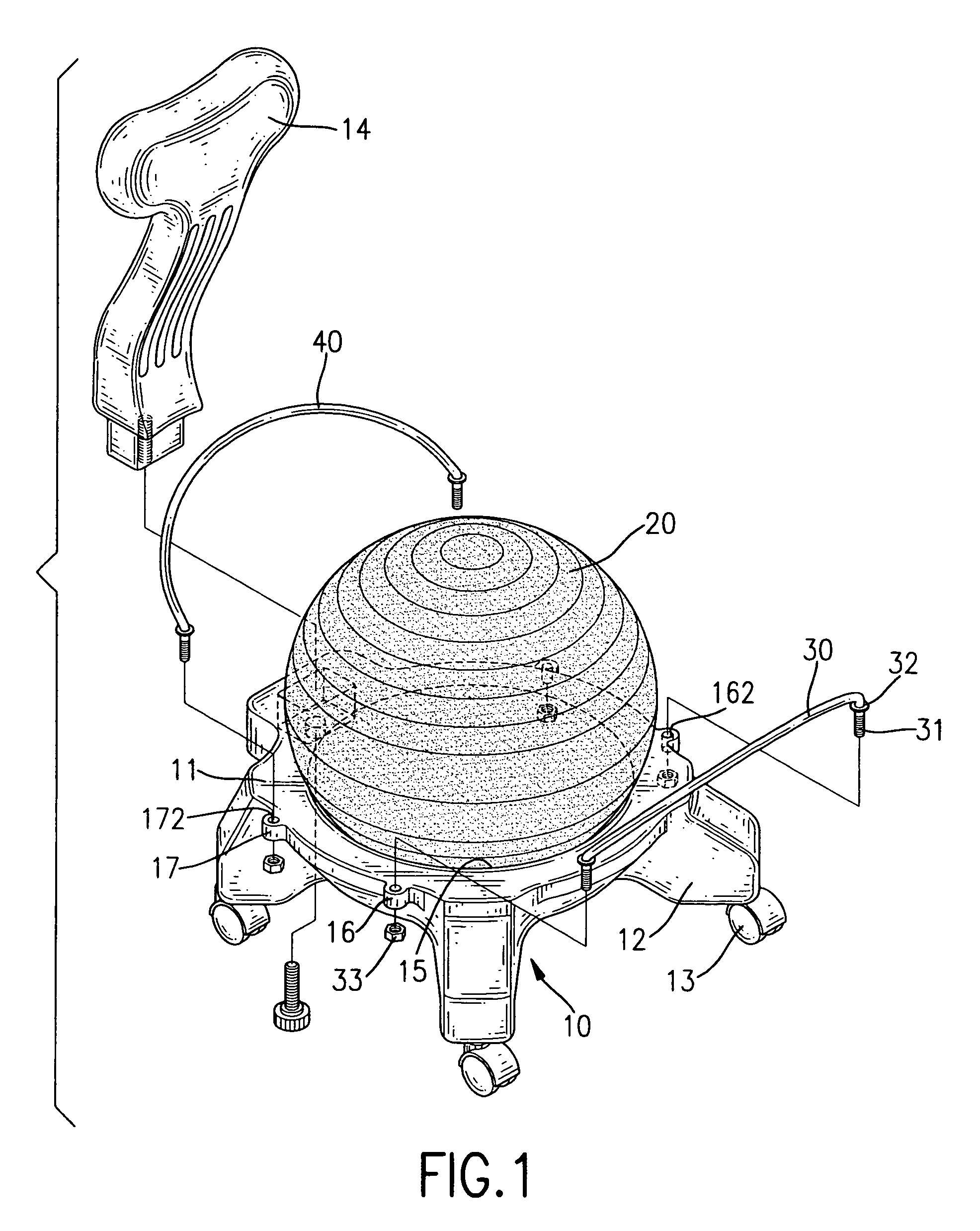 Ball chair with a retaining device